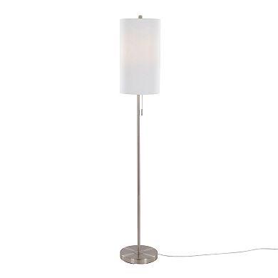Loheer Bounty Contemporary Metal Floor Lamp with Textured Linen Shade