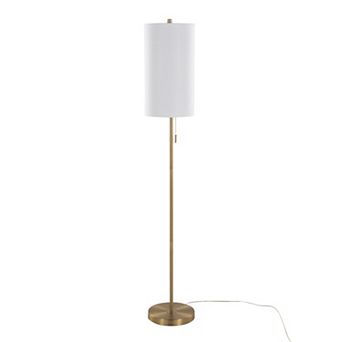 Loheer Bounty Contemporary Metal Floor Lamp with Textured Linen Shade