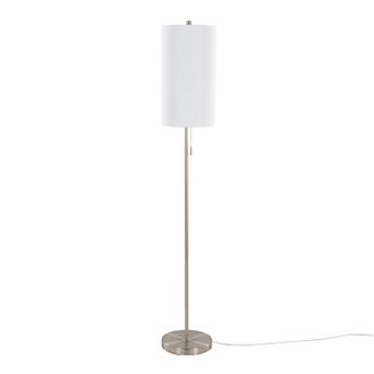 Loheer Bounty Contemporary Metal Floor Lamp with Textured Linen Shade