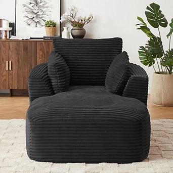 Loheer Oversized Corduroy Chaise Lounge Chair, No Assembly Comfy Indoor Sofa