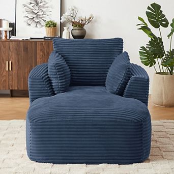 Loheer Oversized Corduroy Chaise Lounge Chair, No Assembly Comfy Indoor Sofa