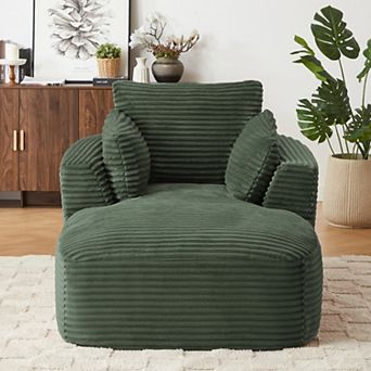 Loheer Oversized Corduroy Chaise Lounge Chair, No Assembly Comfy Indoor Sofa