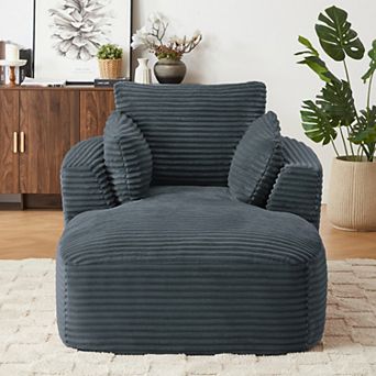Loheer Oversized Corduroy Chaise Lounge Chair, No Assembly Comfy Indoor Sofa