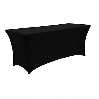 Fitted Black Spandex Tablecloth 2-Pack Washable Rectangular Cover