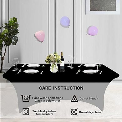 Fitted Black Spandex Tablecloth 2-Pack Washable Rectangular Cover