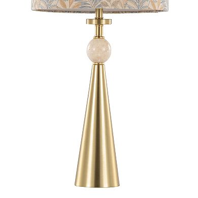 Loheer Table Lamp Set of 2 with Metal Base, Travertine Accent and Fabric Shade