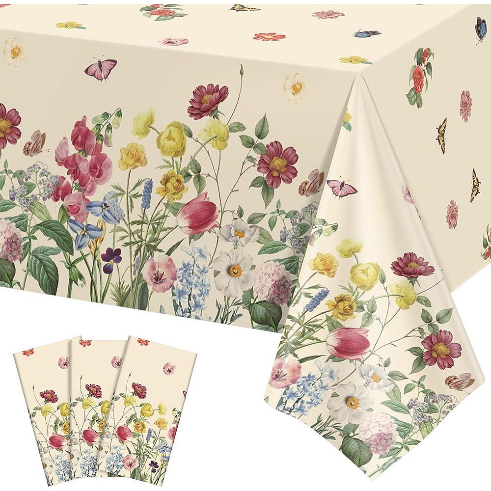 Spring Floral Tablecloths, disposable butterfly wildflower party covers ...