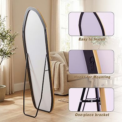 Gold 24 in. W x 67 in. H Irregular Aluminum Alloy Framed Full Length Floor Mirror