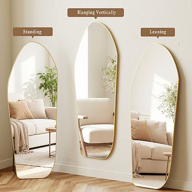 Gold 24 in. W x 67 in. H Irregular Aluminum Alloy Framed Full Length Floor Mirror