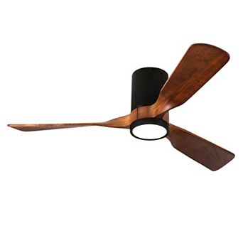 Modern 3 Wood Blades Flush Mount Standard Ceiling Fan with Integrated LED and Remote