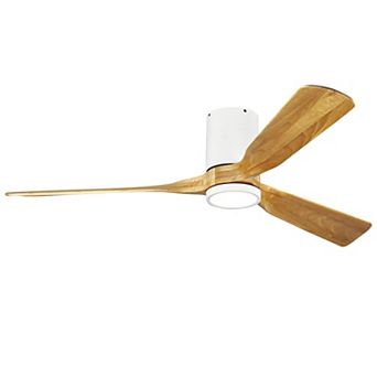 Modern 3 Wood Blades Flush Mount Standard Ceiling Fan with Integrated LED and Remote