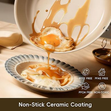 Ceramic Nonstick Egg Pan, 8" Frying Skillet, Induction & Oven Safe, PFAS-Free