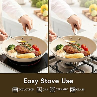 Ceramic Nonstick Egg Pan, 8" Frying Skillet, Induction & Oven Safe, PFAS-Free