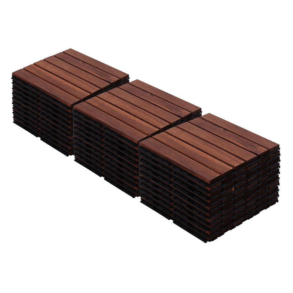 Loheer 30 PCS Interlocking Deck Tiles Striped Pattern,Snap Together ...