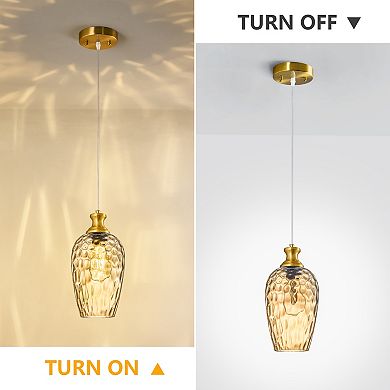 2 Pack Modern Hammered Glass Hanging Pendant Light Suitable For Kitchen Island 5.9 Inch