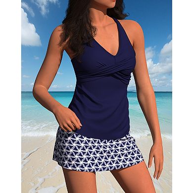 Women's 2-Piece Tankini Swimsuit with Skirted Bottom, Tummy Control Bathing Suit