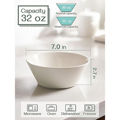 Ceramic Deep Soup Bowls Set of 4, Dishwasher & Microwave Safe