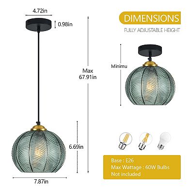 Modern Glass Globe Pendant Light Fixtures 2 Pack for Kitchen Island Bedroom