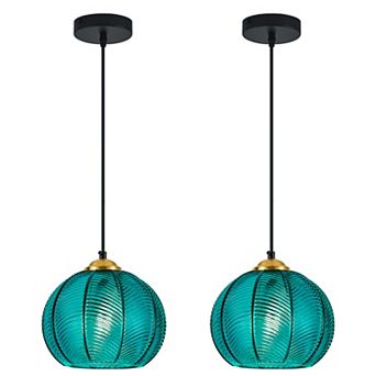 Modern Glass Globe Pendant Light Fixtures 2 Pack for Kitchen Island Bedroom