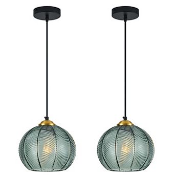 Modern Glass Globe Pendant Light Fixtures 2 Pack for Kitchen Island Bedroom