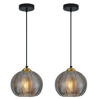 Modern Glass Globe Pendant Light Fixtures 2 Pack for Kitchen Island Bedroom