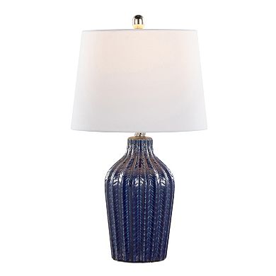 Loheer Contemporary Ceramic Table Lamp Set of 2 with Linen Shades
