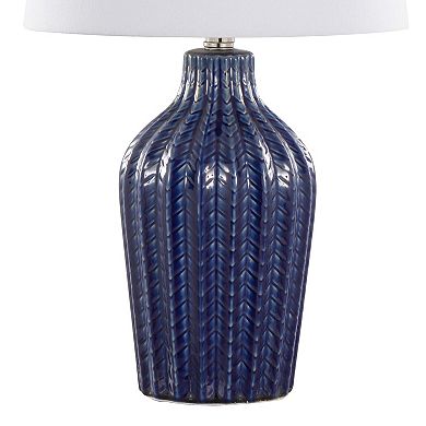Loheer Contemporary Ceramic Table Lamp Set of 2 with Linen Shades