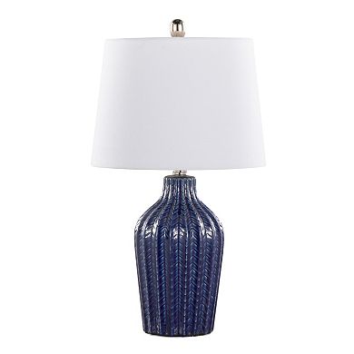 Loheer Contemporary Ceramic Table Lamp Set of 2 with Linen Shades