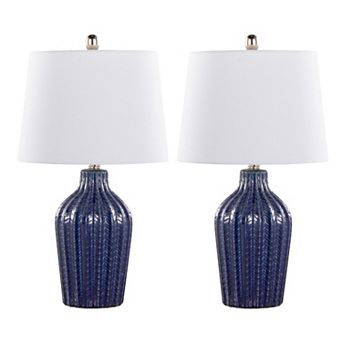 Loheer Contemporary Ceramic Table Lamp Set of 2 with Linen Shades