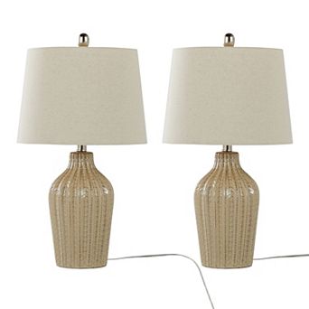 Loheer Contemporary Ceramic Table Lamp Set of 2 with Linen Shades