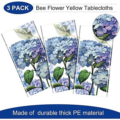 Spring Hydrangea Tablecloths, disposable plastic covers, waterproof 3 pack