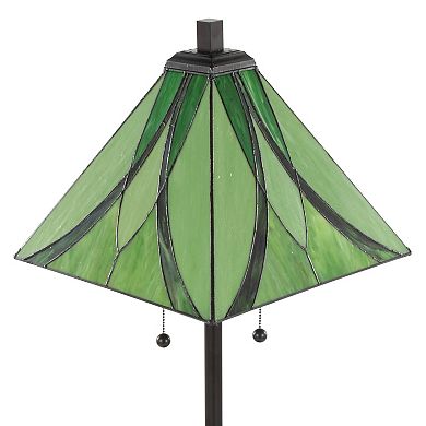 Loheer Art Glass Table Lamp with Metal Base and Dual Pull Chains