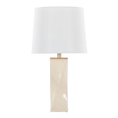 Loheer 27" Contemporary Square Ceramic Table Lamp with Linen Shade