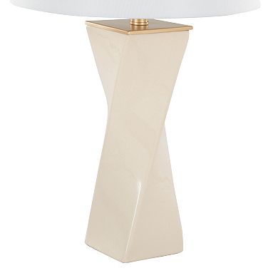 Loheer 27" Contemporary Square Ceramic Table Lamp with Linen Shade