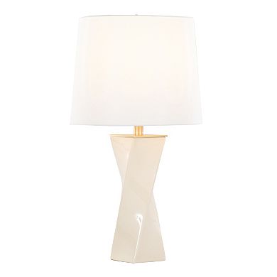 Loheer 27" Contemporary Square Ceramic Table Lamp with Linen Shade