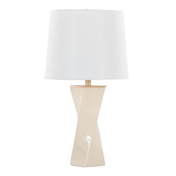 Loheer 27" Contemporary Square Ceramic Table Lamp with Linen Shade