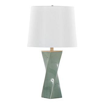 Loheer 27" Contemporary Square Ceramic Table Lamp with Linen Shade