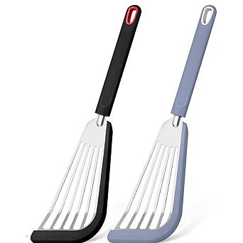 2-Pack Fish Spatula Turner Heat-Resistant, Thin Slotted Silicone Edge