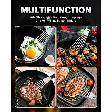 2-Pack Fish Spatula Turner Heat-Resistant, Thin Slotted Silicone Edge