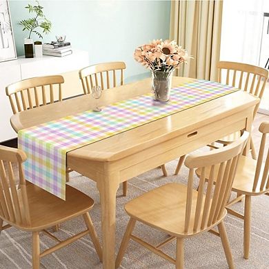Linen Buffalo Plaid Easter Table Runner with Rustic Farmhouse Spring Design