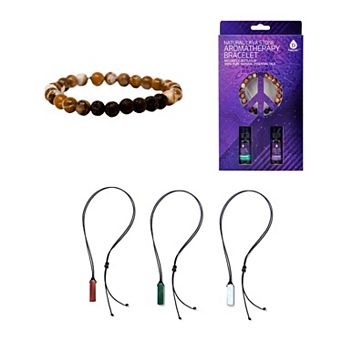Mindful Energy Jewelry: Lava Stone Bracelet with Essential Oils & Trinity Gemstone Necklace
