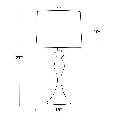 Loheer 27" Contemporary Metal Table Lamp Set with Textured Linen Shade