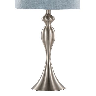 Loheer 27" Contemporary Metal Table Lamp Set with Textured Linen Shade