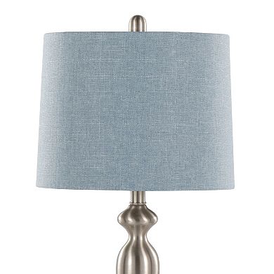 Loheer 27" Contemporary Metal Table Lamp Set with Textured Linen Shade
