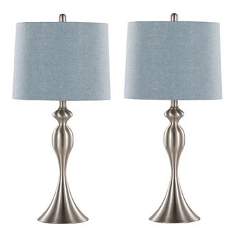 Loheer 27" Contemporary Metal Table Lamp Set with Textured Linen Shade