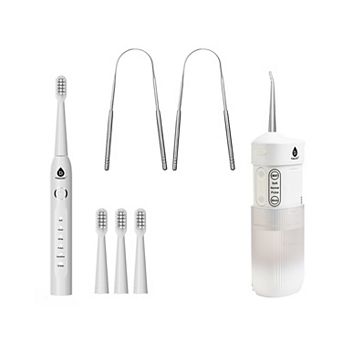 Complete Oral Care Bundle: Rechargeable Toothbrush, Water Flosser Tongue Scraper