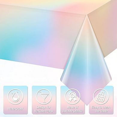 Pastel Rainbow Tablecloths, disposable plastic covers, waterproof 3 pack