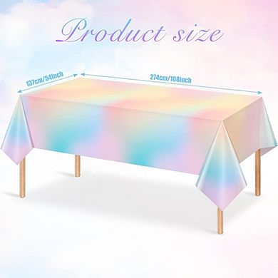 Pastel Rainbow Tablecloths, disposable plastic covers, waterproof 3 pack