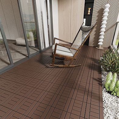 LOHEER 44pcs H Style Interlocking Patio Deck Tiles,Weather Resistant DIY Floor Tiles