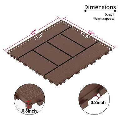 LOHEER 44pcs H Style Interlocking Patio Deck Tiles,Weather Resistant DIY Floor Tiles